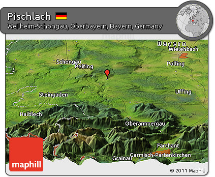 Satellite Panoramic Map of Pischlach