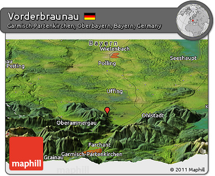 Satellite Panoramic Map of Vorderbraunau