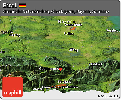 Satellite Panoramic Map of Ettal