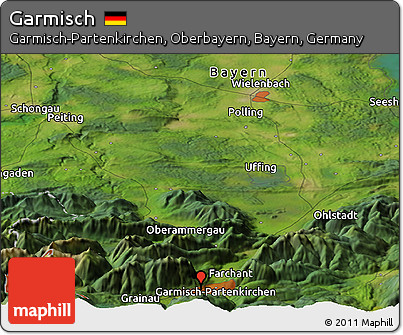 Satellite Panoramic Map of Garmisch