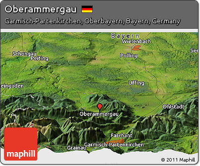 Satellite Panoramic Map of Oberammergau