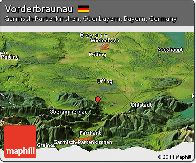 Satellite Panoramic Map of Vorderbraunau