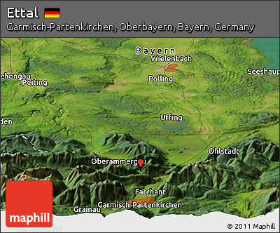 Satellite Panoramic Map of Ettal