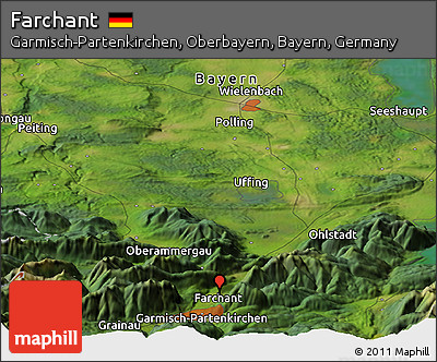 Satellite Panoramic Map of Farchant