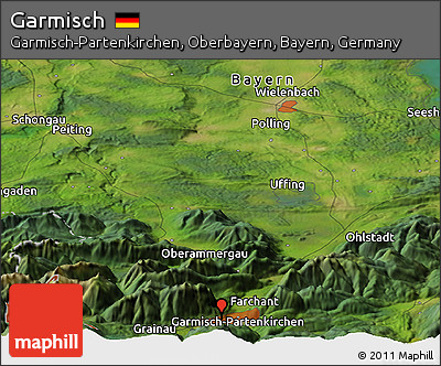 Satellite Panoramic Map of Garmisch