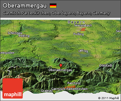 Satellite Panoramic Map of Oberammergau
