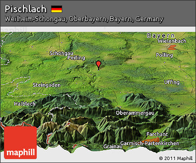 Satellite Panoramic Map of Pischlach