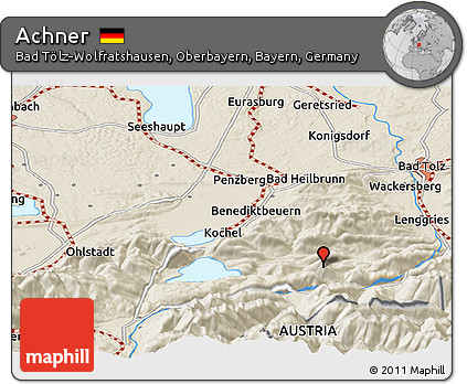 Shaded Relief Panoramic Map of Achner