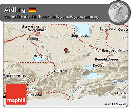 Shaded Relief Panoramic Map of Aidling