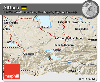 Shaded Relief Panoramic Map of Altlach