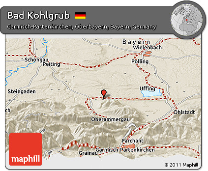 Shaded Relief Panoramic Map of Bad Kohlgrub