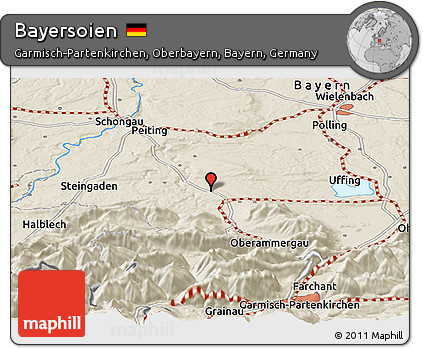 Shaded Relief Panoramic Map of Bayersoien