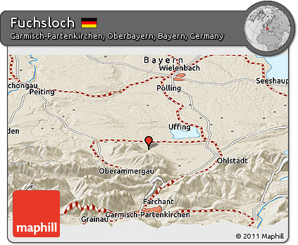 Shaded Relief Panoramic Map of Fuchsloch