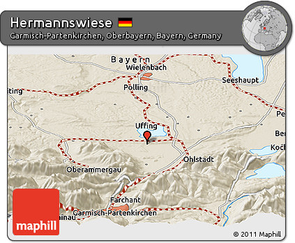 Shaded Relief Panoramic Map of Hermannswiese