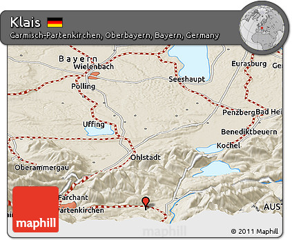 Shaded Relief Panoramic Map of Klais