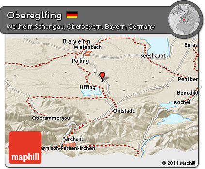 Shaded Relief Panoramic Map of Obereglfing