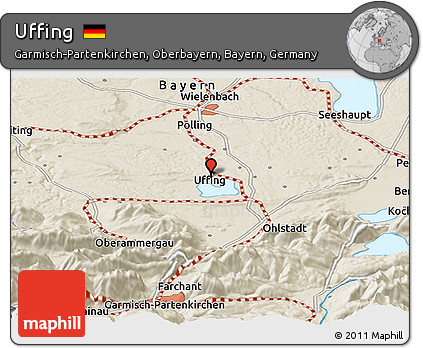 Shaded Relief Panoramic Map of Uffing