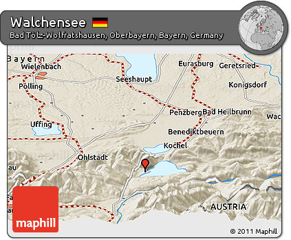Shaded Relief Panoramic Map of Walchensee
