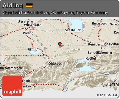 Shaded Relief Panoramic Map of Aidling