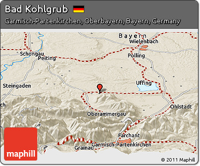Shaded Relief Panoramic Map of Bad Kohlgrub