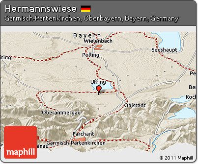 Shaded Relief Panoramic Map of Hermannswiese