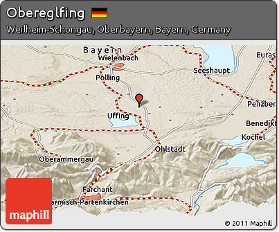 Shaded Relief Panoramic Map of Obereglfing