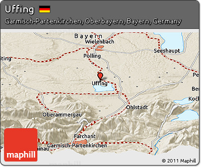 Shaded Relief Panoramic Map of Uffing
