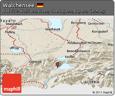 Shaded Relief Panoramic Map of Walchensee