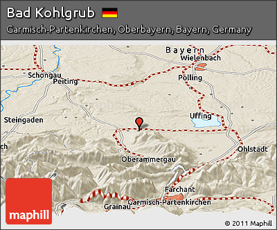 Shaded Relief Panoramic Map of Bad Kohlgrub