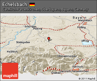 Shaded Relief Panoramic Map of Echelsbach