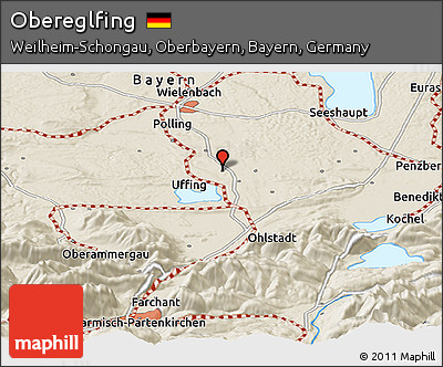 Shaded Relief Panoramic Map of Obereglfing