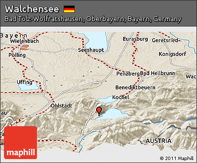 Shaded Relief Panoramic Map of Walchensee