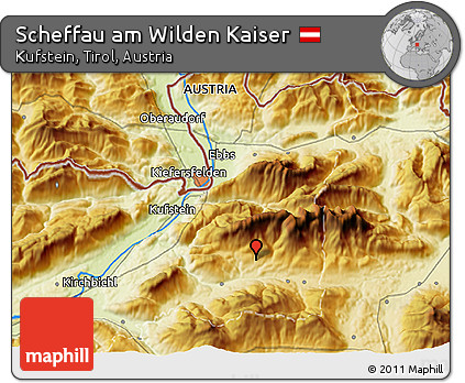 Physical 3D Map of Scheffau Am Wilden Kaiser
