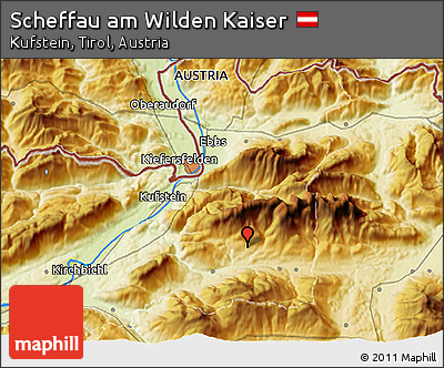 Physical 3D Map of Scheffau Am Wilden Kaiser
