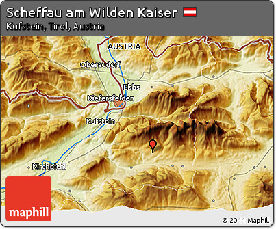 Physical 3D Map of Scheffau Am Wilden Kaiser
