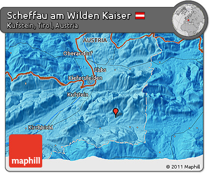 Political 3D Map of Scheffau Am Wilden Kaiser
