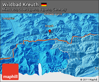 Political 3D Map of Wildbad Kreuth