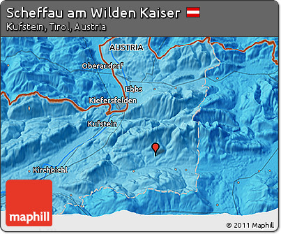 Political 3D Map of Scheffau Am Wilden Kaiser