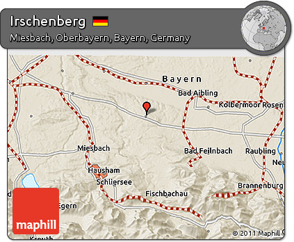 Shaded Relief 3D Map of Irschenberg