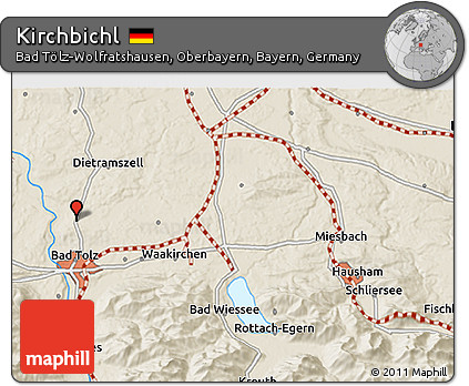 Shaded Relief 3D Map of Kirchbichl