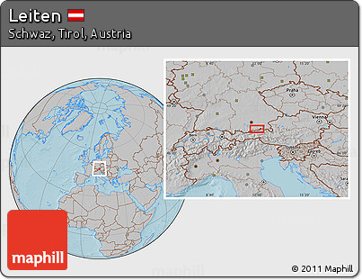 Gray Location Map of Leiten, hill shading