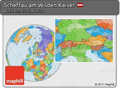 Political Location Map of Scheffau Am Wilden Kaiser