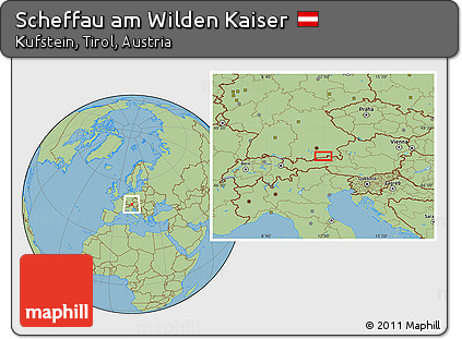 Savanna Style Location Map of Scheffau Am Wilden Kaiser