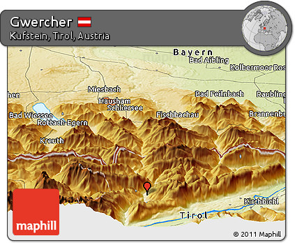 Physical Panoramic Map of Gwercher