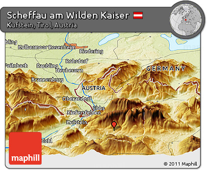 Physical Panoramic Map of Scheffau Am Wilden Kaiser