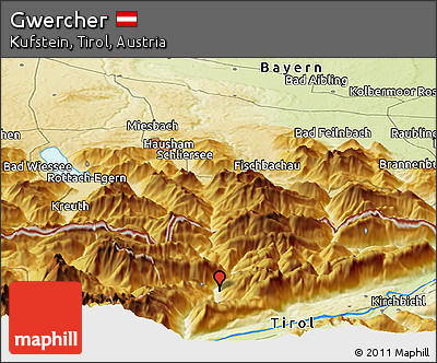 Physical Panoramic Map of Gwercher