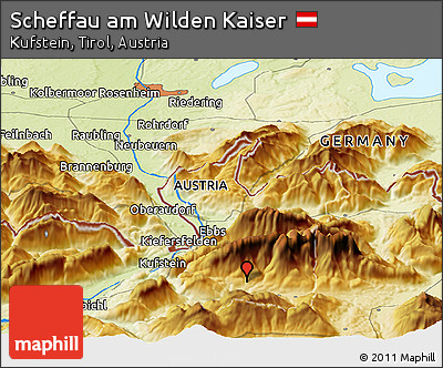 Physical Panoramic Map of Scheffau Am Wilden Kaiser