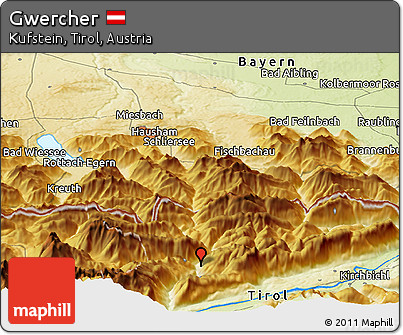 Physical Panoramic Map of Gwercher