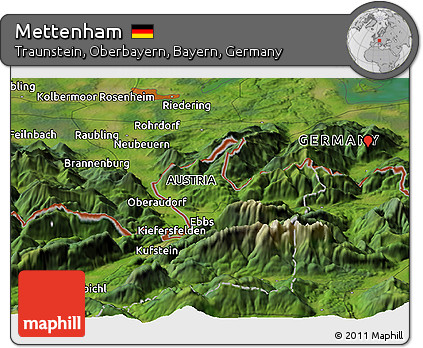 Satellite Panoramic Map of Mettenham