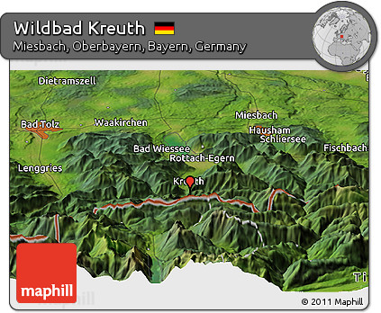 Satellite Panoramic Map of Wildbad Kreuth